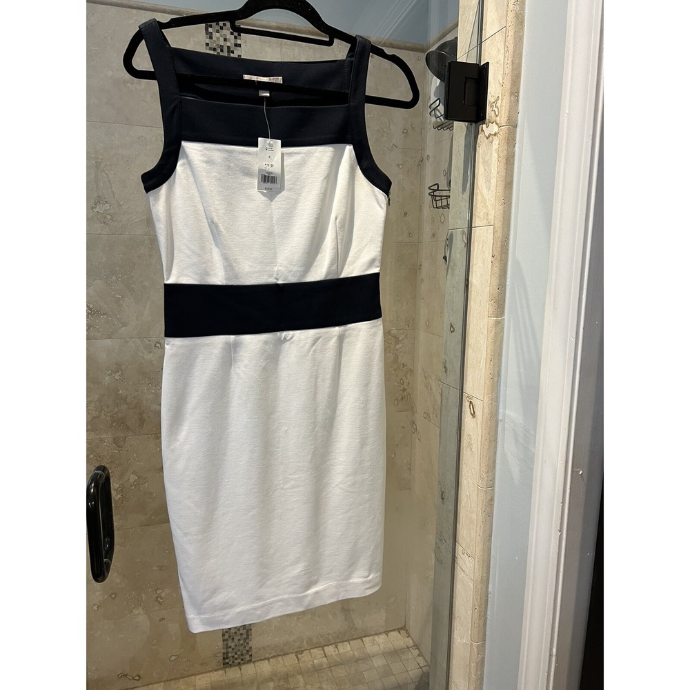 NWT Banana Republic Women's Color Block Sleeveless Sheath Dress S 4 White Navy